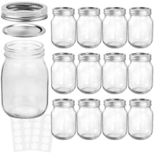 Premium strong high quality 16oz wide mouth glass mason jar for honey jam food storage